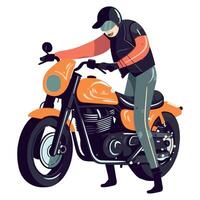 A man in a helmet riding a motorcycle vector