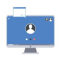 A computer screen with a chat bubble on it vector