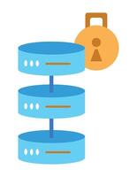A blue and orange disk with a lock on it vector