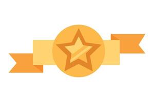 A star on a ribbon with a ribbon around it vector