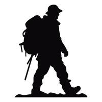 Silhouette of a man with a backpack walking vector