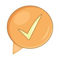 Check mark icon in cartoon style on white background vector