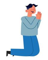 A man praying with his hands folded vector