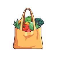 A bag full of vegetables and fruits vector