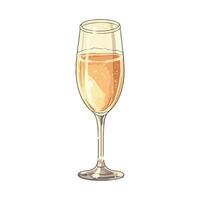 A glass of champagne on a white background vector