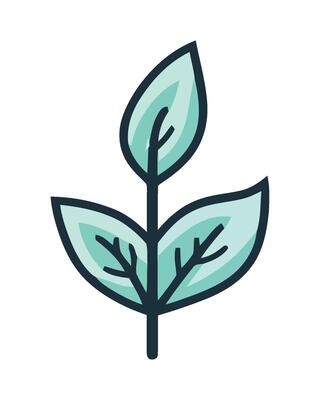 A green leaf icon on a white background