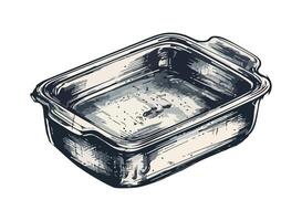 A black and white drawing of a rectangular container vector
