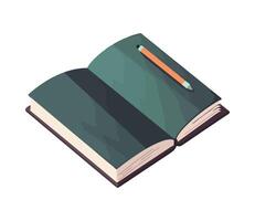 An open book with a pencil and a pen vector