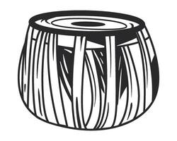 A black and white drawing of a drum vector