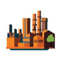 An illustration of a factory with smoke stacks vector