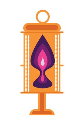 An orange lantern with a candle inside