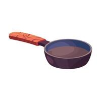 A frying pan with a wooden handle on a white background vector