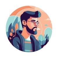 A man with glasses and beard in a circle vector