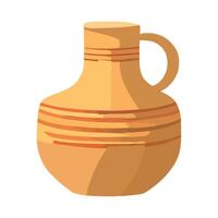 Ancient pottery jug on white background vector