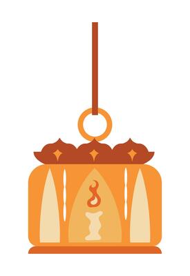 A small orange box with a candle inside