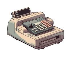 An old cash register with a keyboard and a monitor vector
