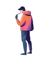A man in a hoodie is standing with his hands in his pockets vector