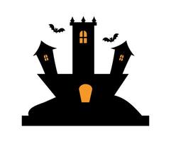Halloween castle with bats and bats illustration vector