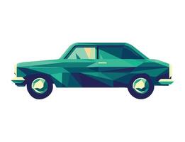 A green car is shown in a low polygonal style vector
