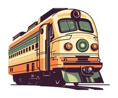 A cartoon train on the tracks with a white background vector