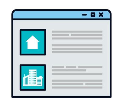 A web page with a house and a building vector