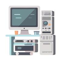 Computer desk with monitor, keyboard and mouse vector