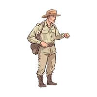 An illustration of a man in a military uniform vector
