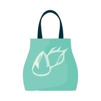 A green shopping bag with a leaf on it vector