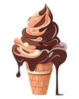Ice cream with chocolate sauce illustration vector