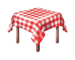 Table cloth with red and white checkered pattern vector