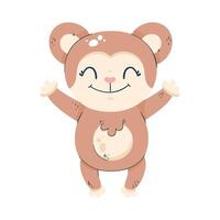 A cartoon monkey with arms up in the air vector