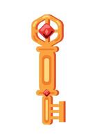 A golden key with a diamond on it vector