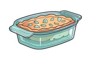 A pie in a glass container on a white background vector