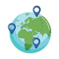 Map pin on the globe with location markers vector