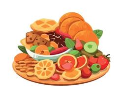 A plate full of fruit and vegetables vector