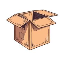 An open cardboard box with a lid vector