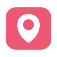 A pink location icon with a map pointer vector