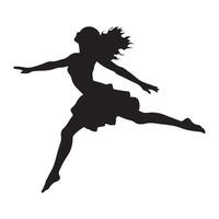 Silhouetted Dancer Leaping on the Beach silhouette on white background vector