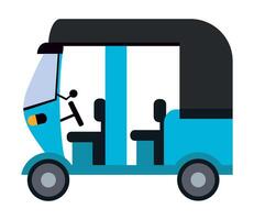 A blue tuk tuk with two seats and a driver vector