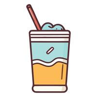 Ice cream drink with straw and ice cream in glass vector