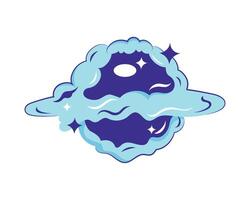 A cartoon planet with a cloud around it vector