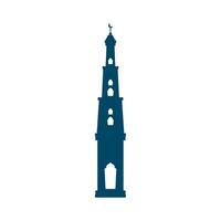 A blue tower with a clock on top vector