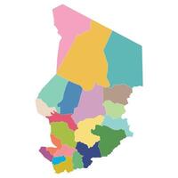 Chad map. Map of Chad in administrative provinces in multicolor vector