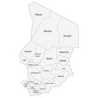 Chad map. Map of Chad in administrative provinces vector