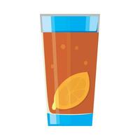 A glass of orange juice with a slice of lemon vector