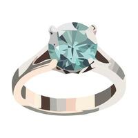 An illustration of a ring with an aqua stone vector