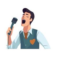 A man singing into a microphone illustration vector