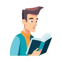 A man is reading a book, flat style vector