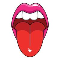 A cartoon tongue with a smile on it vector