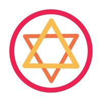 A red and orange star of david in a circle vector
